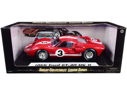 #3 1/18 1966 MK Collectibles 2 Shelby GT-40 Ford by Diecast Model Red Car